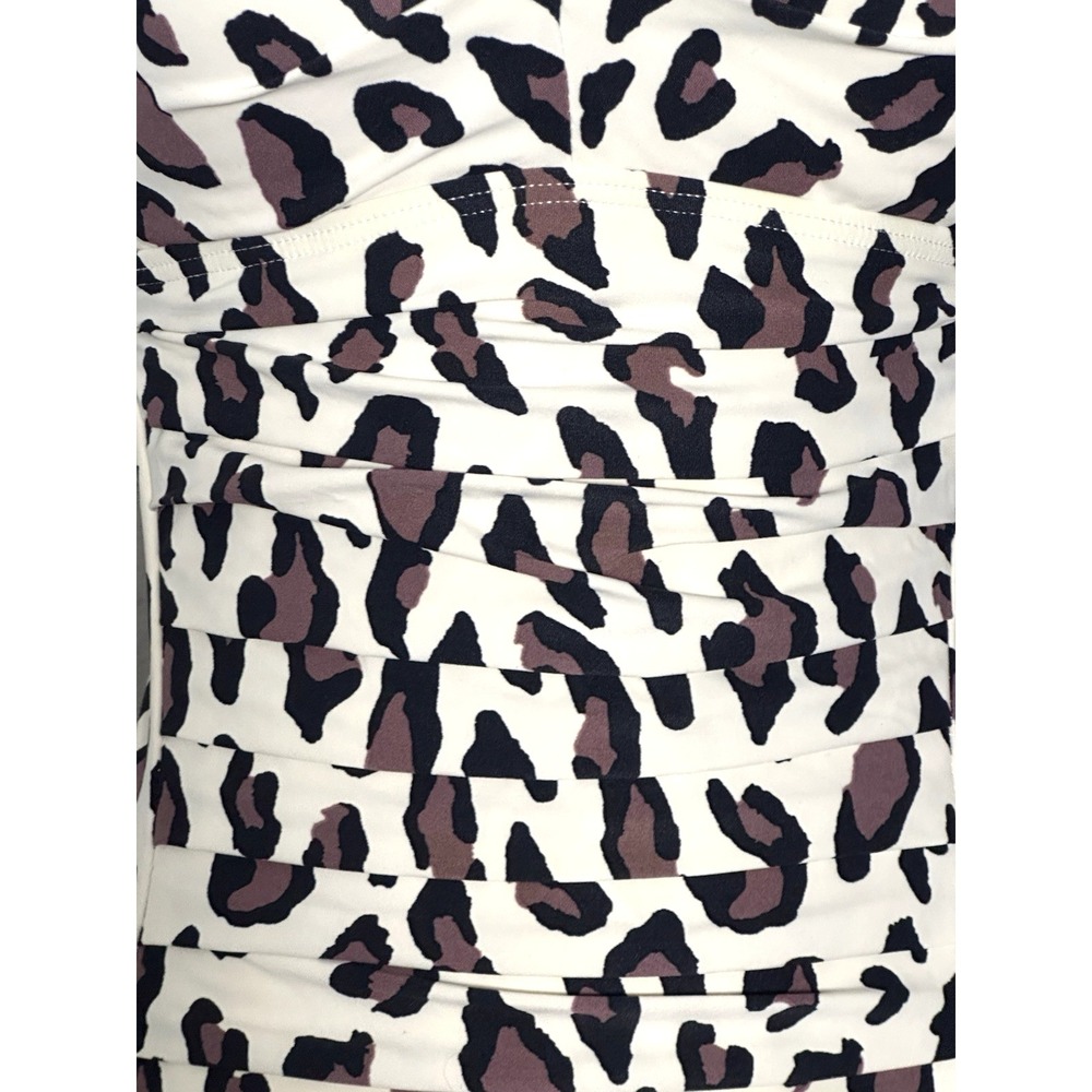 DKNY Women's Bandeau One Piece Swimsuit Size 4 Ivory Brown Black - Picture 7 of 16